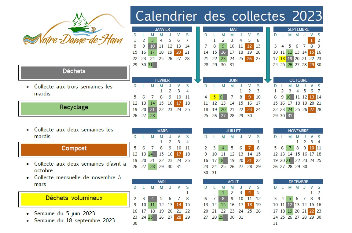 Calendrier des collectes 2022